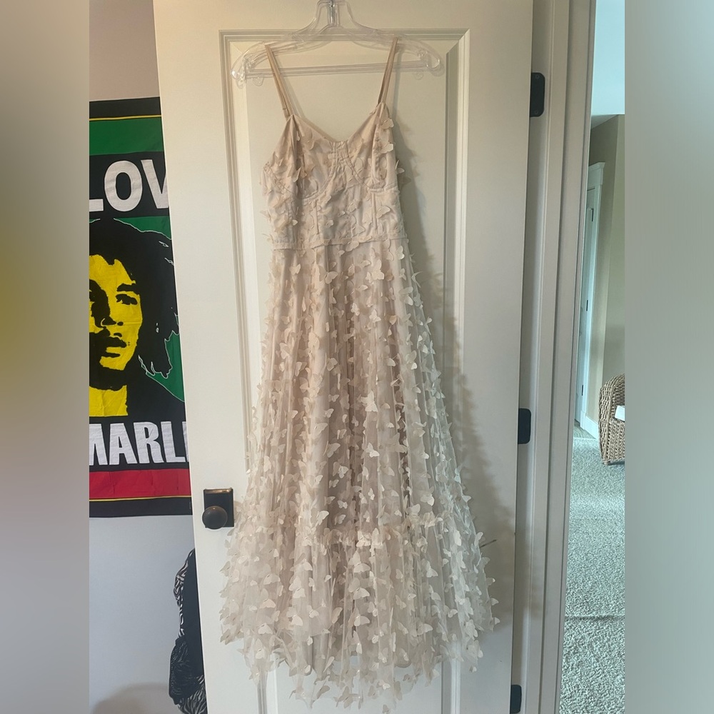 Cream butterfly prom dress